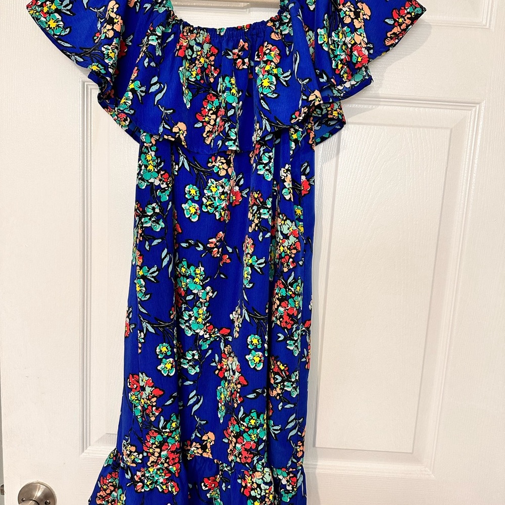 Merona Blue Floral Ruffle Dress